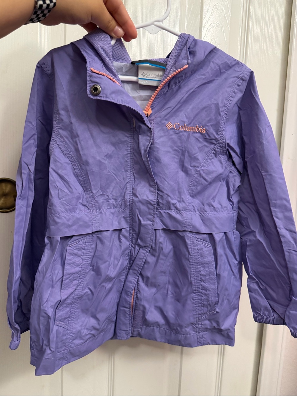 Columbia Lavender Hooded Rain Jacket with Peach Accents